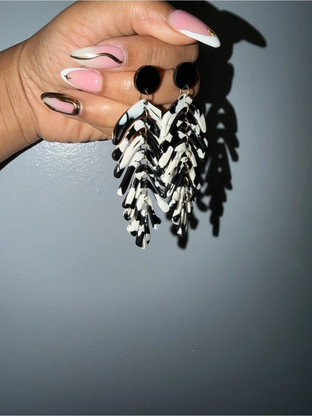 Black & White Chandelier Drop Earrings - Women Jewelry
